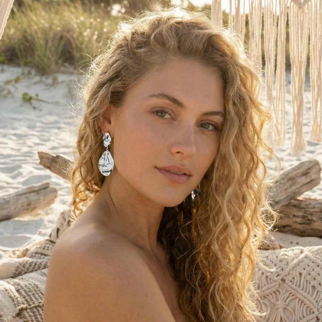 Silver Organic Crinkle Texture - Skywhisper Earrings - Dainty London