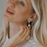 Silver Pearl Drop Earrings - Dainty London silver pearl earrings, freshwater pearl hoops, bridesmaid jewellery, wedding guest earrings, sterling silver jewellry, pearl drop earrings, elegant pearl jewelry, gift for bridesmaids, bridal earrings, ocean blue jewelry box, timeless jewellery gift, hand crafted pearl earrings, versatile jewelry pieces