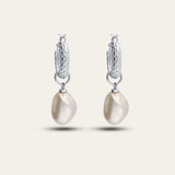 Silver Pearl Drop Earrings - Dainty London silver pearl earrings, freshwater pearl hoops, bridesmaid jewellery, wedding guest earrings, sterling silver jewellry, pearl drop earrings, elegant pearl jewelry, gift for bridesmaids, bridal earrings, ocean blue jewelry box, timeless jewellery gift, hand crafted pearl earrings, versatile jewelry pieces