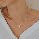 Silver Pearl Necklace - Dainty London silver pearl necklace, freshwater pearl jewellery, sterling silver jewellry, layered pearl necklace, bridesmaid gift, wedding jewelry, gift for her, elegant jewelry gift, versatile pearl necklace, anniversary gift, modern bridal chain, pearl gift for women
