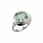 Silver Sea Green Quartz Gemstone Ring - Margo - Dainty London