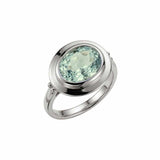 Silver Sea Green Quartz Gemstone Ring - Margo - Dainty London