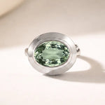 Silver Sea Green Quartz Gemstone Ring - Margo - Dainty London