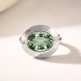 Silver Sea Green Quartz Gemstone Ring - Margo - Dainty London