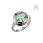 Silver Sea Green Quartz Gemstone Ring - Margo - Dainty London
