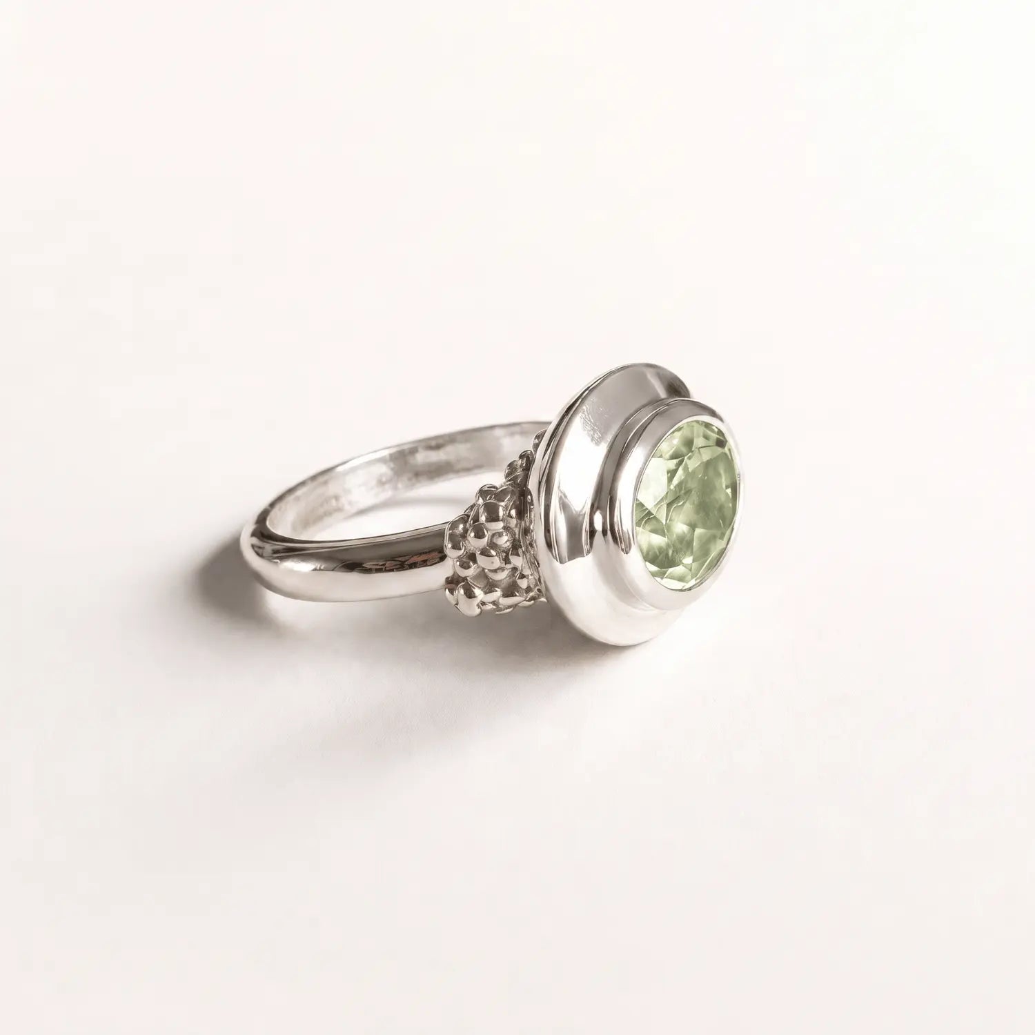 Silver Sea Green Quartz Gemstone Ring - Margo - Dainty London