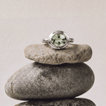 Silver Sea Green Quartz Gemstone Ring - Margo - Dainty London