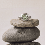 Silver Sea Green Quartz Gemstone Ring - Margo - Dainty London