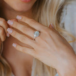 Silver Sea Green Quartz Gemstone Ring - Margo - Dainty London