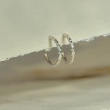 Silver Seren Hoops - Celestial Modern Topaz Hoop Earrings - Dainty London