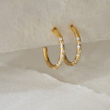 Silver Seren Hoops - Celestial Modern Topaz Hoop Earrings - Dainty London