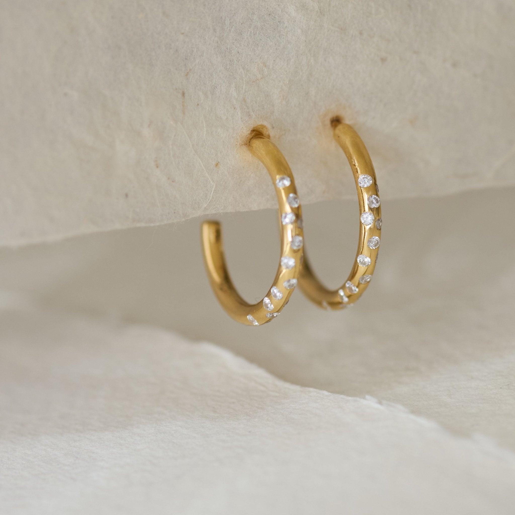 Silver Seren Hoops - Celestial Modern Topaz Hoop Earrings - Dainty London