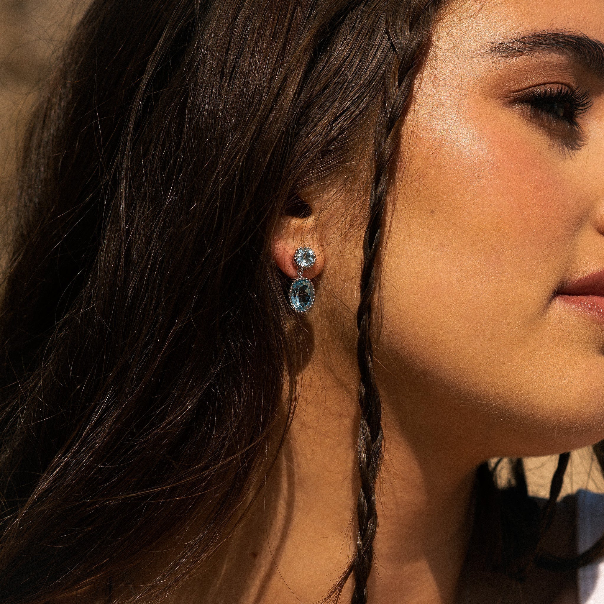 Silver Sky Blue Topaz Aurelia Earrings - Dainty London