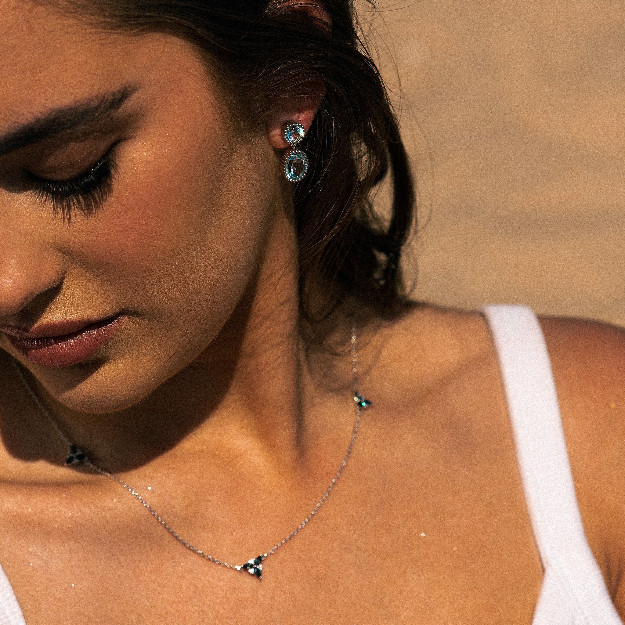 Silver Sky Blue Topaz Aurelia Earrings - Dainty London