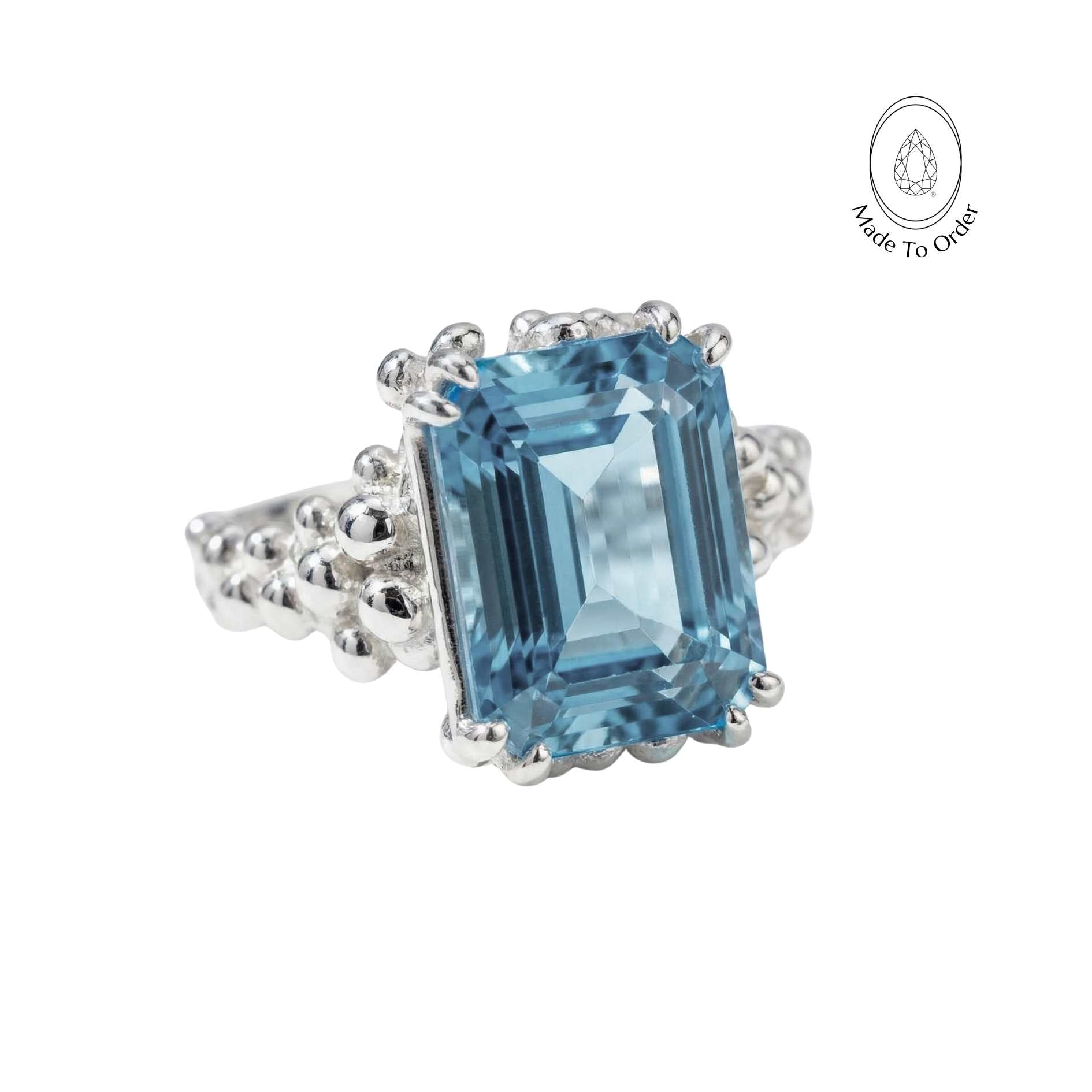 Silver Sky Blue Topaz Ring - Aurelia - Dainty London