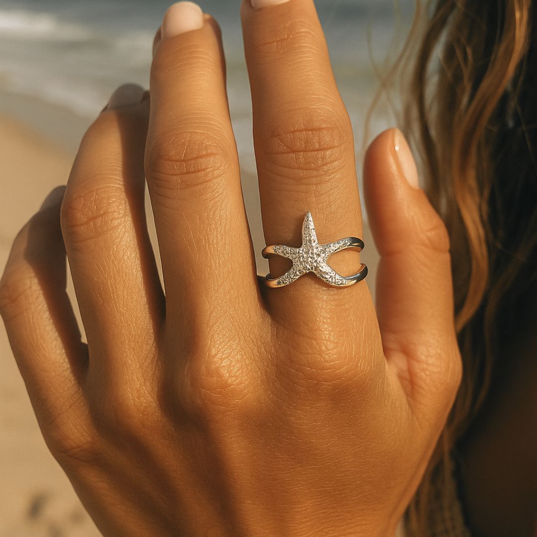 Silver Starfish Ring - Dainty London