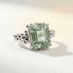 Silver Statement Green Quartz Ring - Giselle - Dainty London