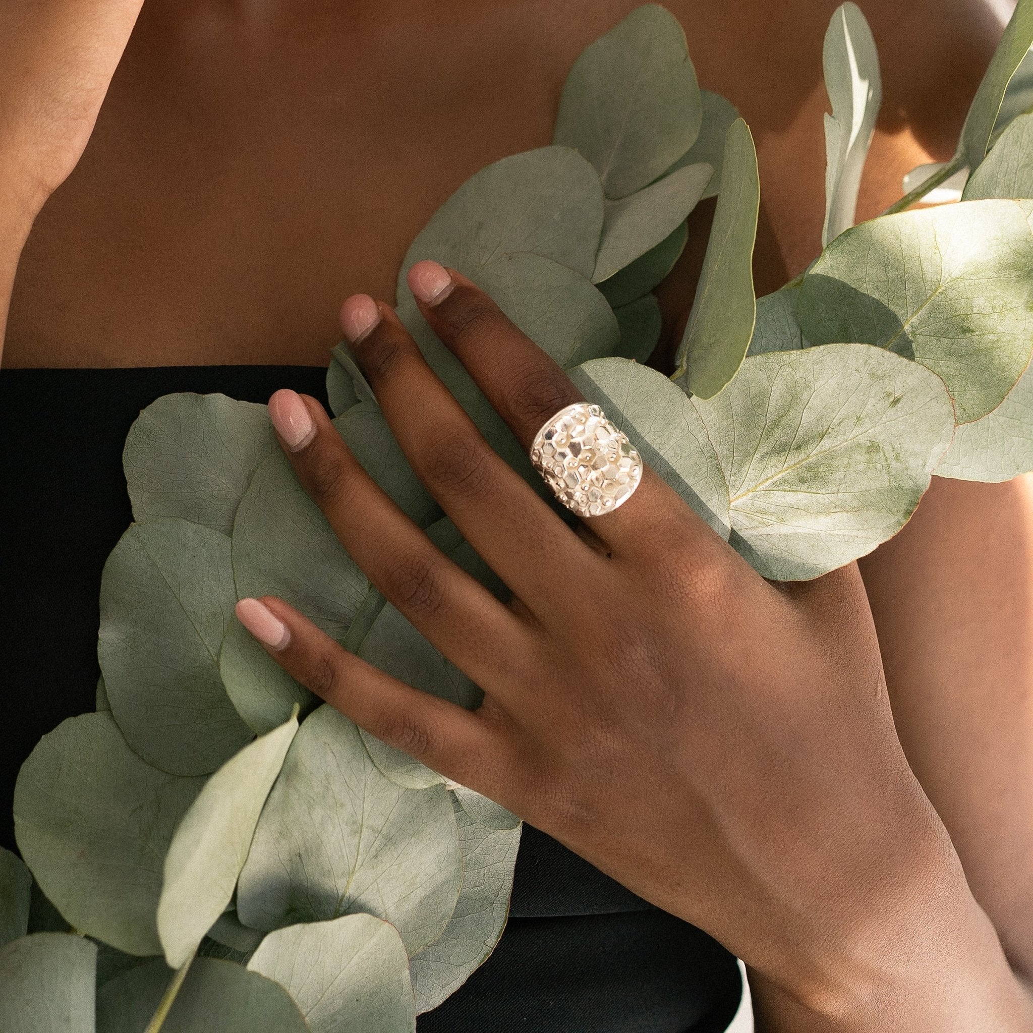 Silver Statement Saddle Ring - Hemera - Dainty London