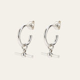Silver T - Bar Hoop Earrings - Dainty London