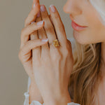 Silver Vintage Citrine Gemstone Ring - Isla - Dainty London