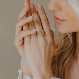 Silver Vintage Citrine Gemstone Ring - Isla - Dainty London