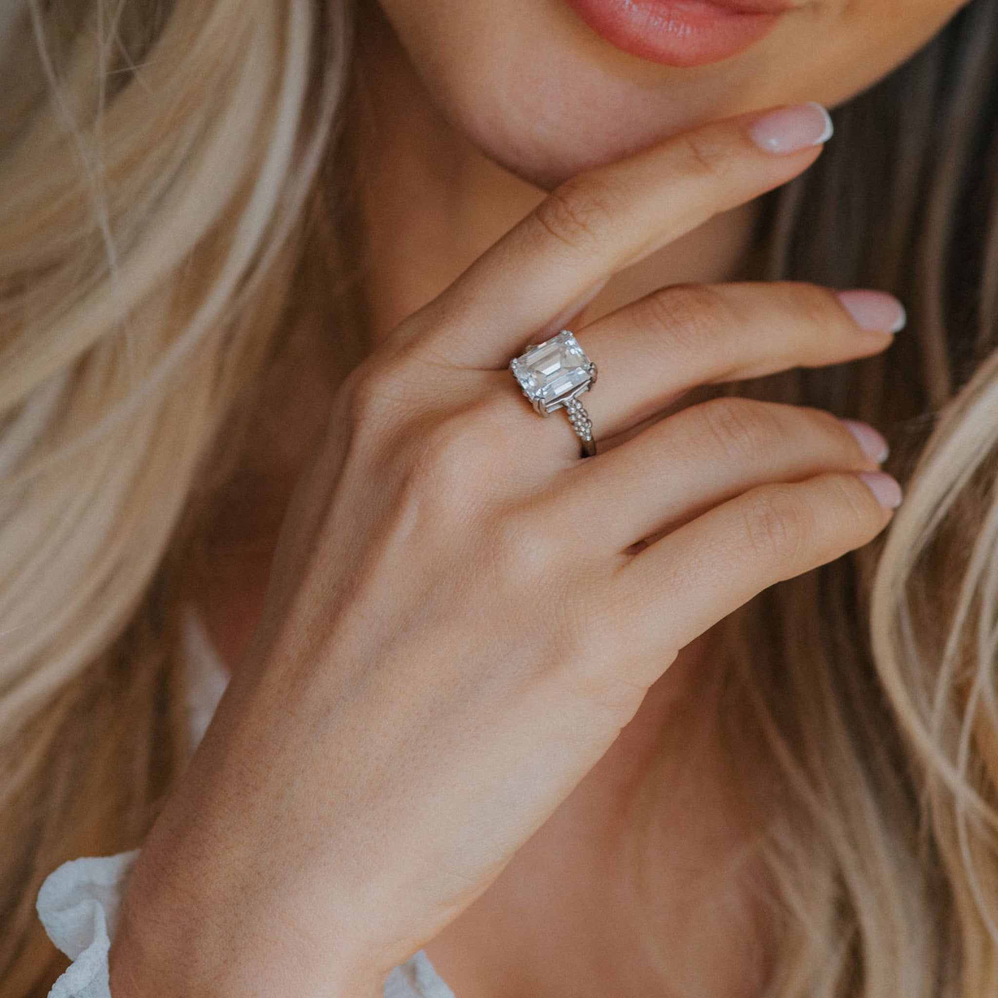 Silver White Topaz Gemstone Ring - Merrow - Dainty London