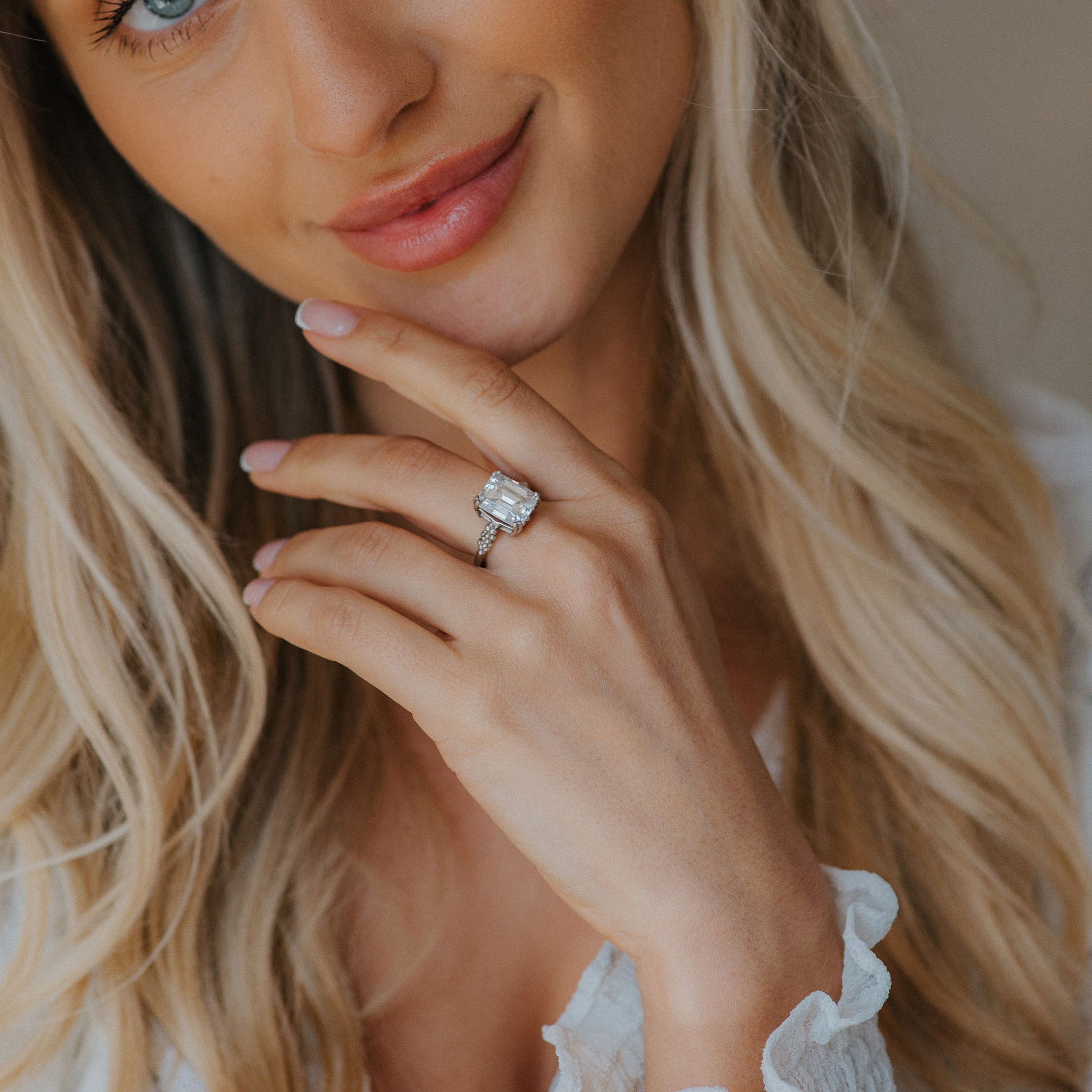 Silver White Topaz Gemstone Ring - Merrow - Dainty London