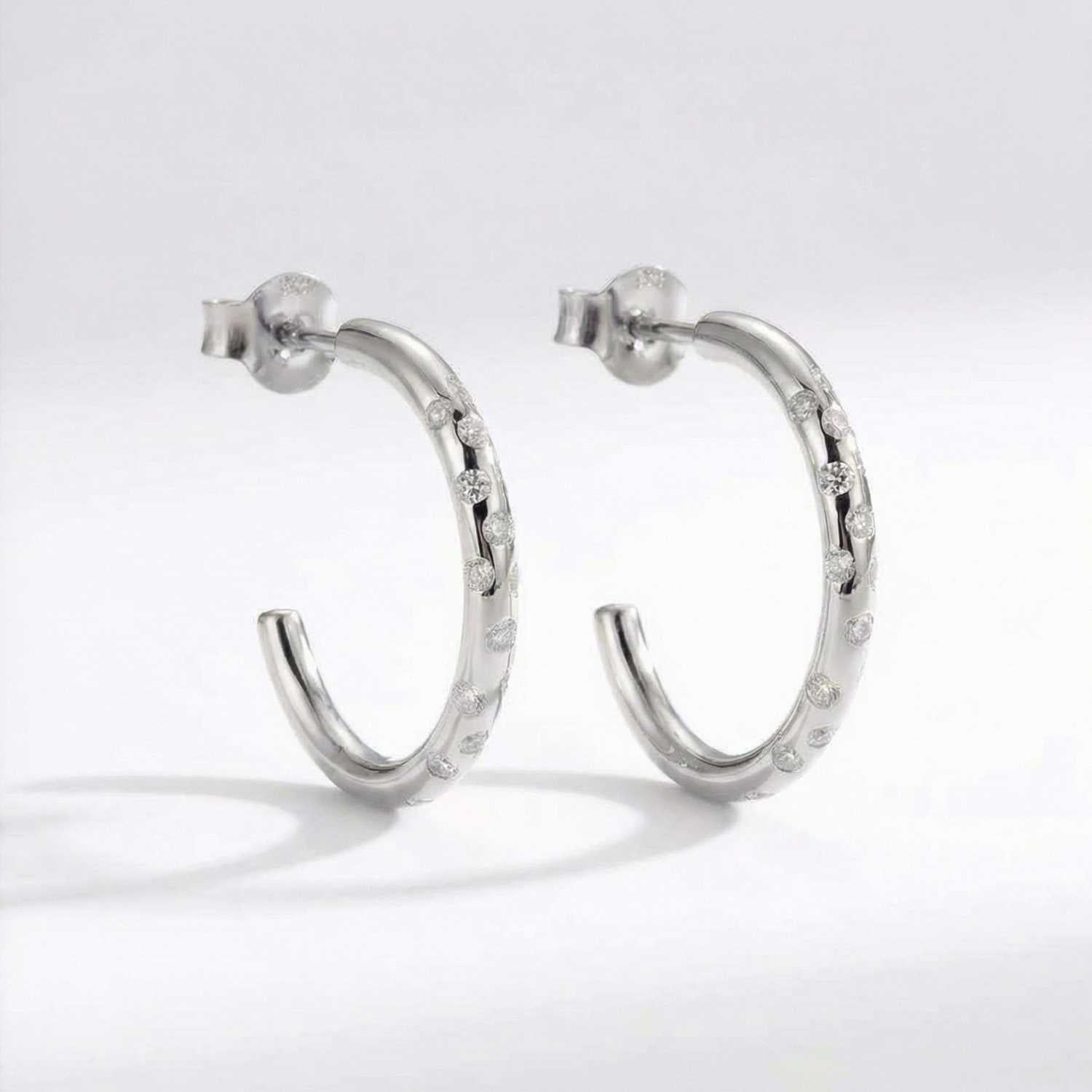Silver White Topaz Gemstones - Seren Hoops - Dainty London