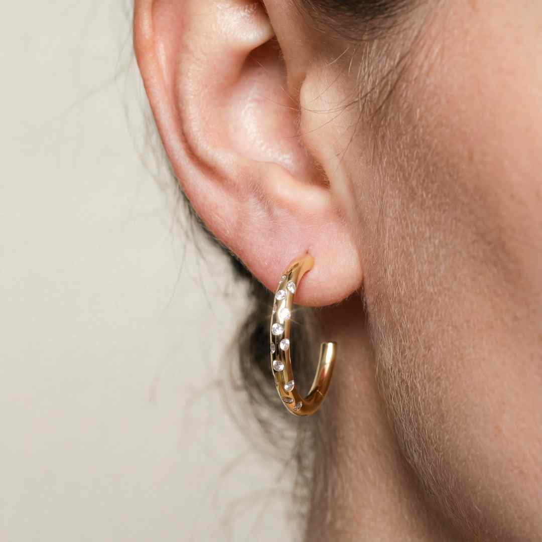 Silver White Topaz Gemstones - Seren Hoops - Dainty London