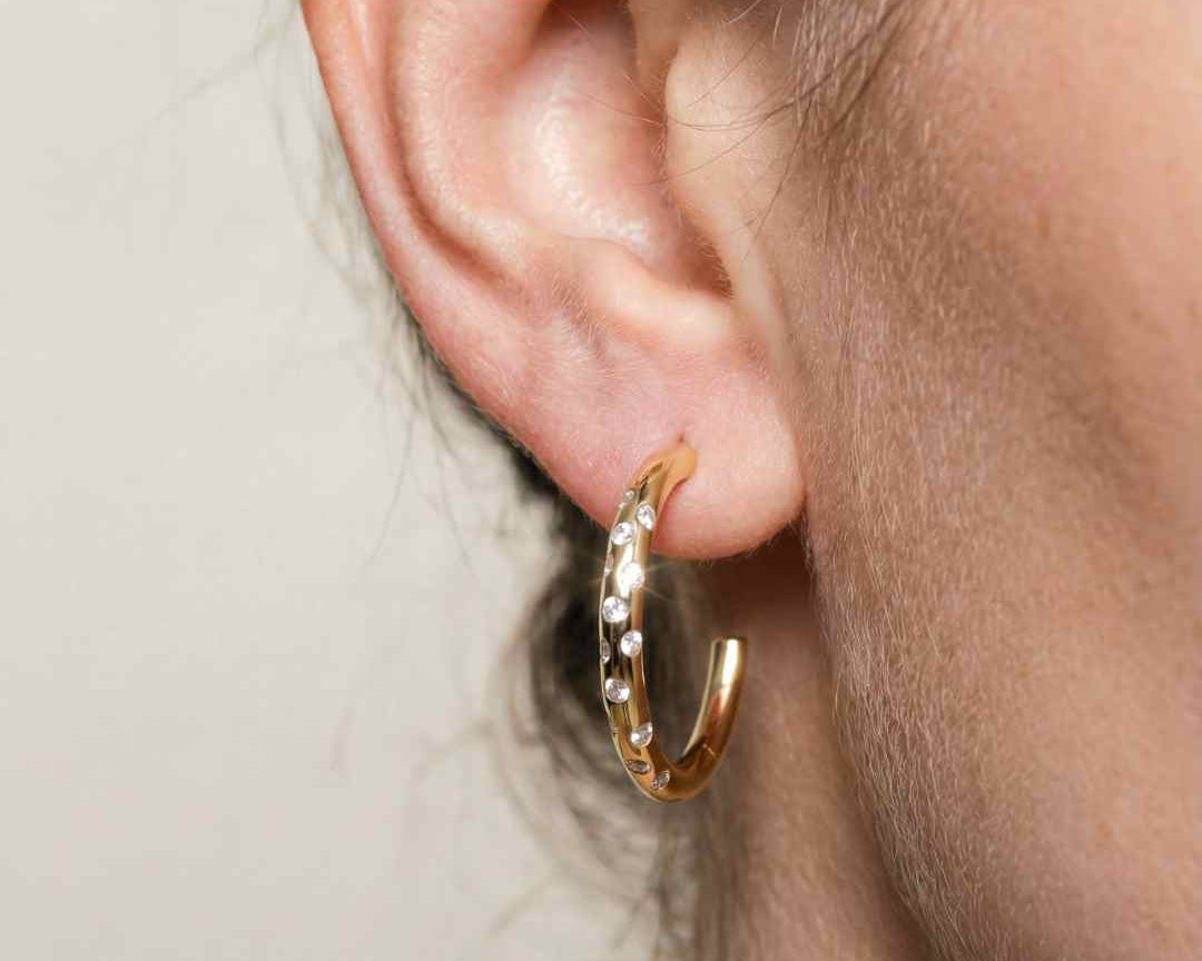 Silver White Topaz Gemstones - Seren Hoops - Dainty London