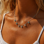 ocean blue topaz, coastal jewellery, layered necklaces, statement necklace, seaside jewellry, beach wedding jewelry, boho jewelry, aquamarine necklace, artisan jewelry, nautical jewelry, ocean lover gift, handmade coastal jewelry, layered charm necklace