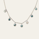 ocean blue topaz, coastal jewellery, layered necklaces, statement necklace, seaside jewellry, beach wedding jewelry, boho jewelry, aquamarine necklace, artisan jewelry, nautical jewelry, ocean lover gift, handmade coastal jewelry, layered charm necklace