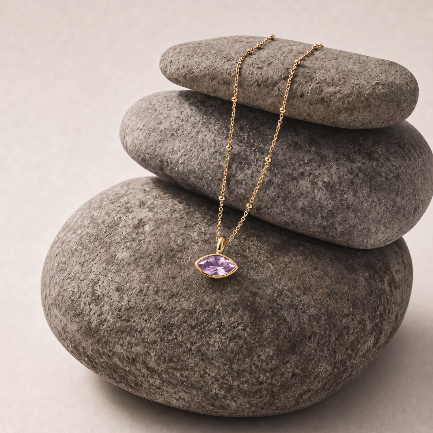 Siren’s Teardrop Amethyst Necklace - Gold or Silver - Dainty London