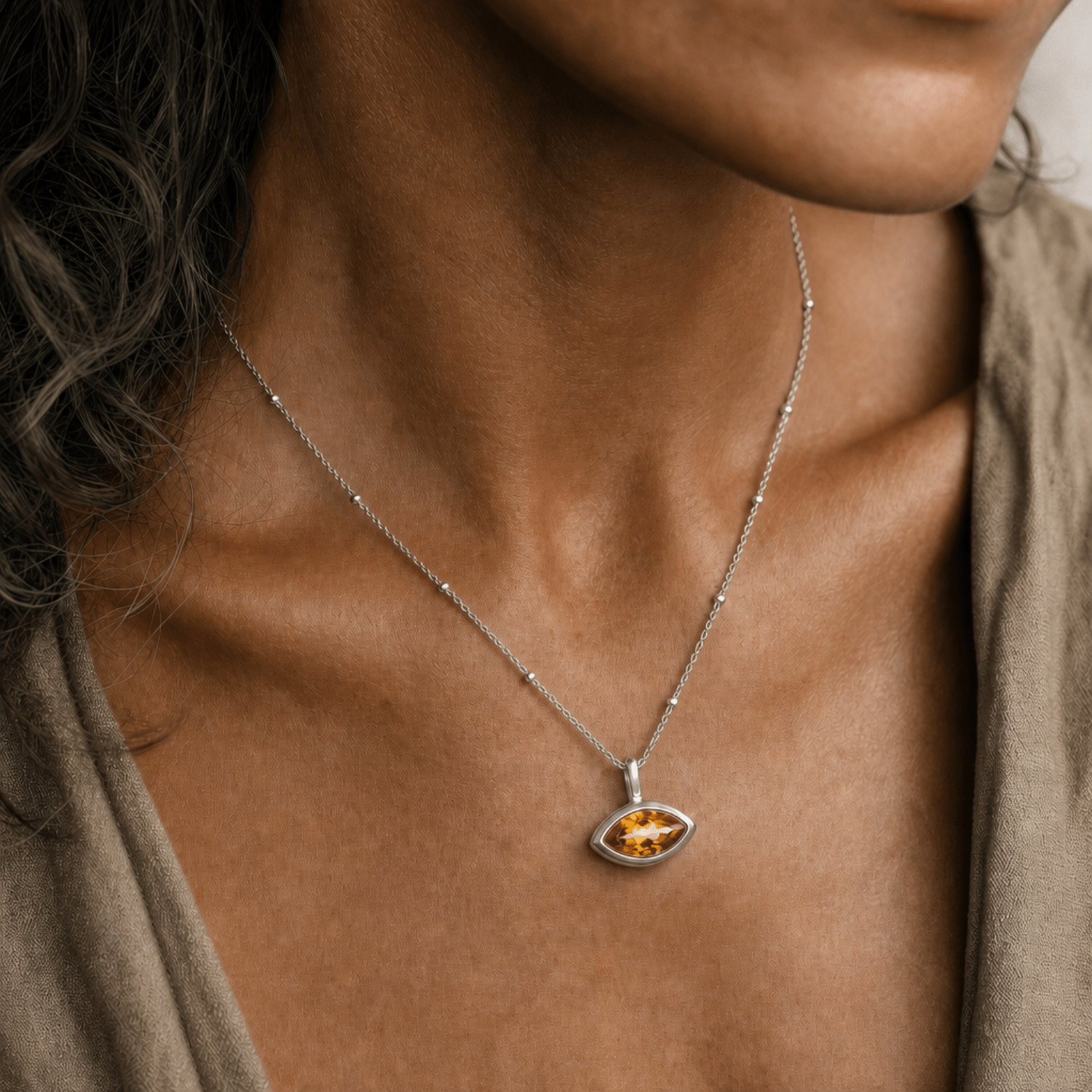 citrine necklace, dainty jewellery, sunset orange jewelry, layered necklace, gift for her, everyday jewelry, sterling silver