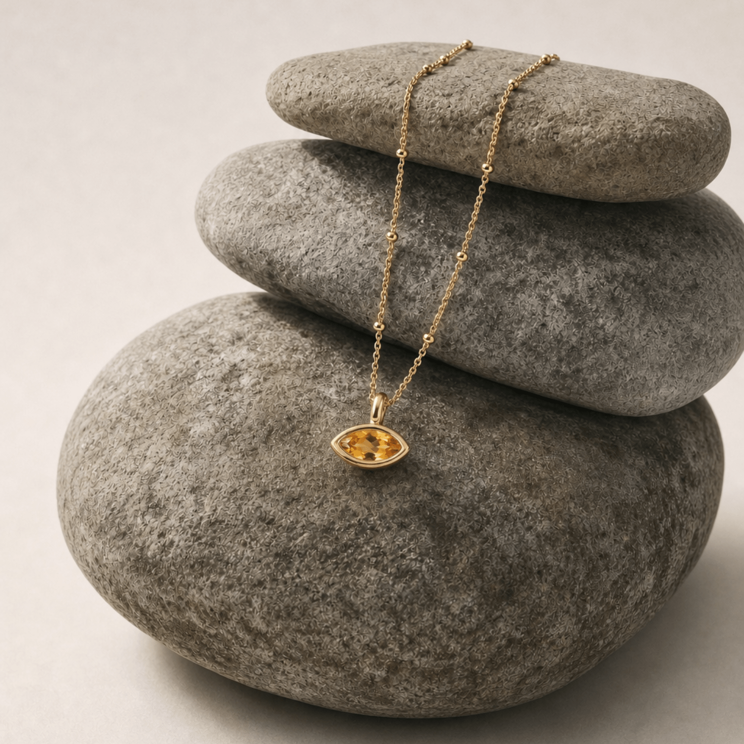 Siren’s Teardrop Citrine Necklace - Gold or Silver - Dainty London