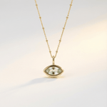 sea-inspired jewellery, green quartz necklace, dainty gemstone pendant, layering necklace, ocean blue jewelry, beach lovers gift, sterling silver necklace, gold vermeil jewelry, dainty everyday necklace, seashell jewelry gift, minimalist gemstone necklace, coastal jewelry gift, ocean-inspired pendant