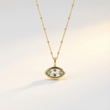 sea-inspired jewellery, green quartz necklace, dainty gemstone pendant, layering necklace, ocean blue jewelry, beach lovers gift, sterling silver necklace, gold vermeil jewelry, dainty everyday necklace, seashell jewelry gift, minimalist gemstone necklace, coastal jewelry gift, ocean-inspired pendant