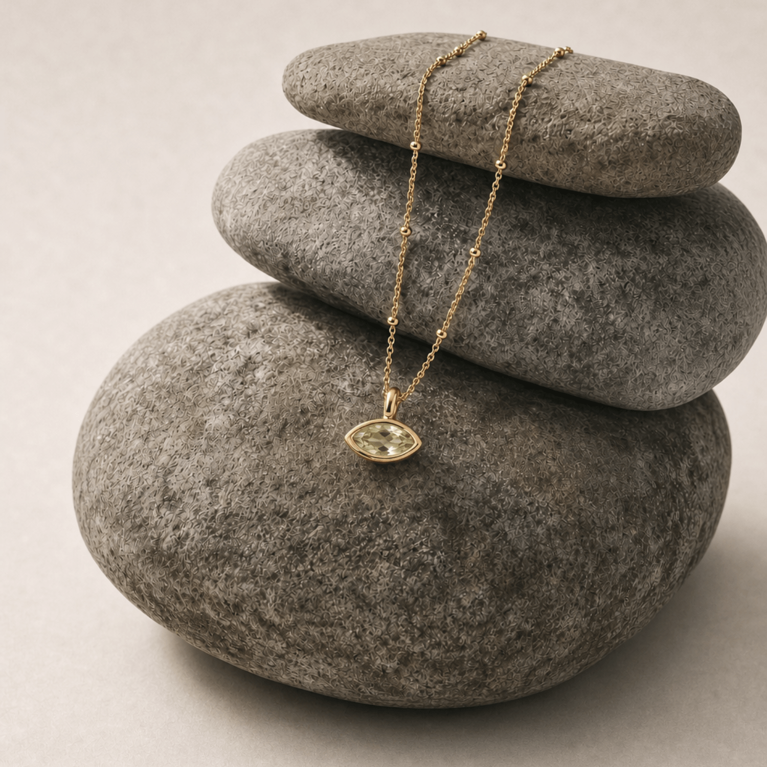Siren’s Teardrop Green Quartz Necklace - Gold or Silver - Dainty London