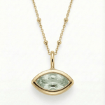sea-inspired jewellery, green quartz necklace, dainty gemstone pendant, layering necklace, ocean blue jewelry, beach lovers gift, sterling silver necklace, gold vermeil jewelry, dainty everyday necklace, seashell jewelry gift, minimalist gemstone necklace, coastal jewelry gift, ocean-inspired pendant