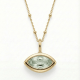 sea-inspired jewellery, green quartz necklace, dainty gemstone pendant, layering necklace, ocean blue jewelry, beach lovers gift, sterling silver necklace, gold vermeil jewelry, dainty everyday necklace, seashell jewelry gift, minimalist gemstone necklace, coastal jewelry gift, ocean-inspired pendant