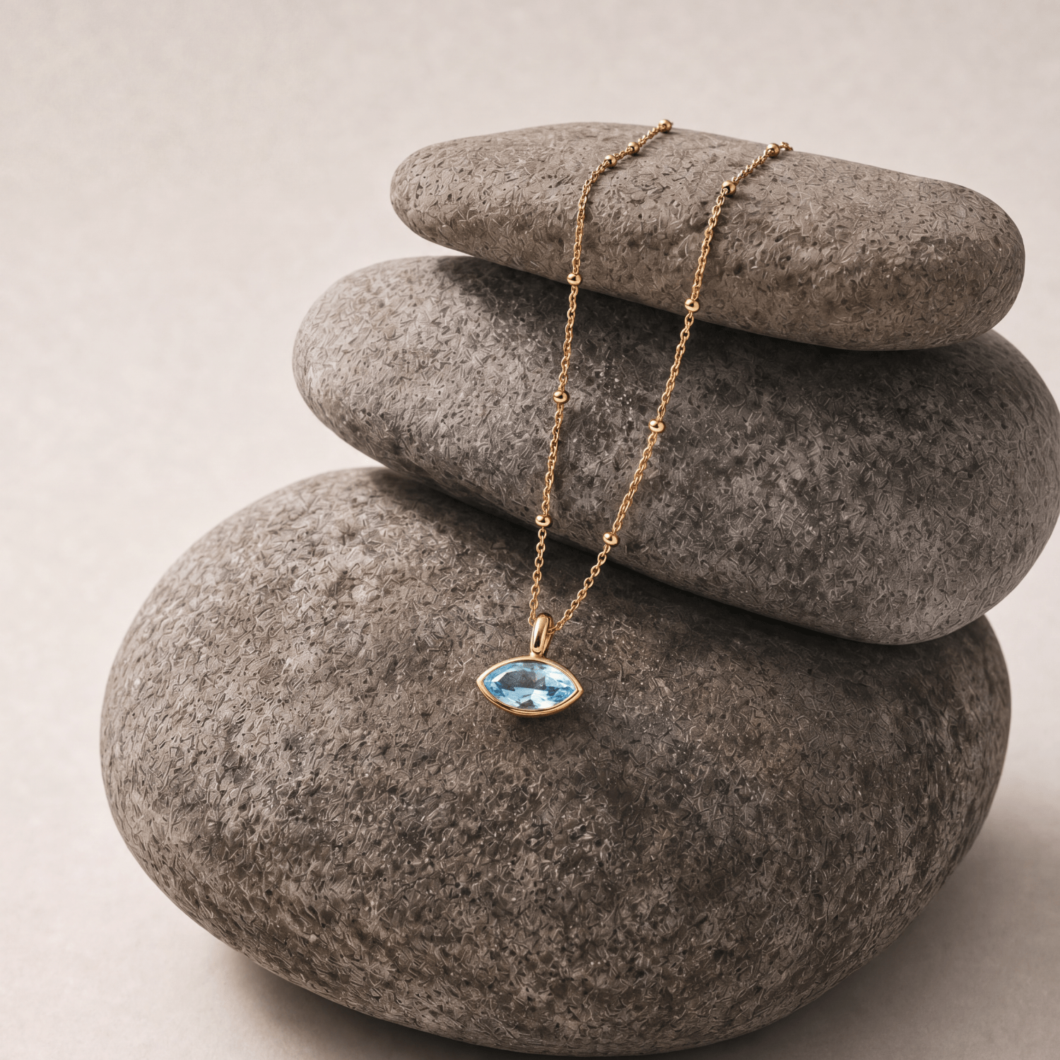 Siren’s Teardrop Sky Blue Topaz Necklace - Gold or Silver - Dainty London