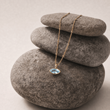 Siren’s Teardrop Sky Blue Topaz Necklace - Gold or Silver - Dainty London