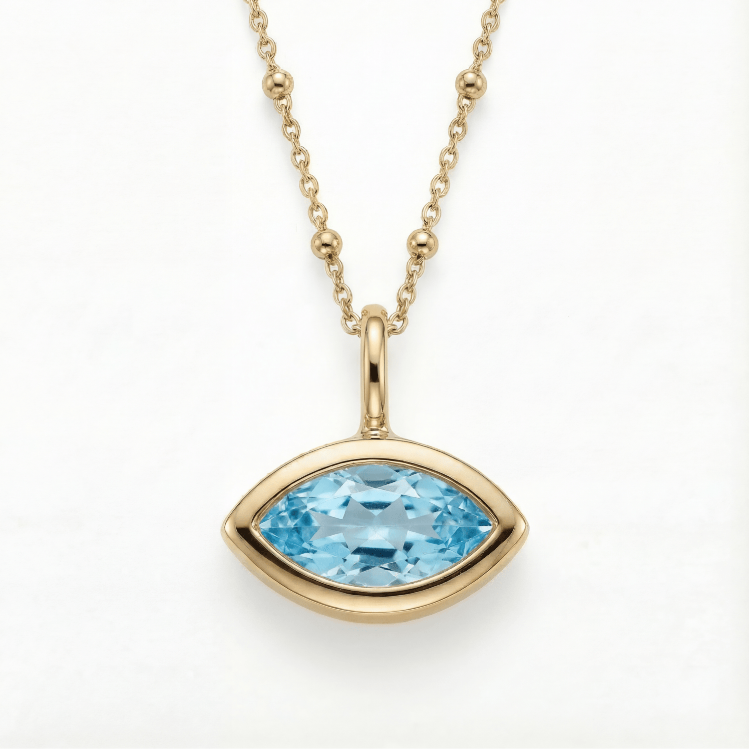 Gold vermeil sky blue topaz pendant necklace