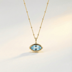 Siren’s Teardrop necklace with marquise sky blue topaz pendant