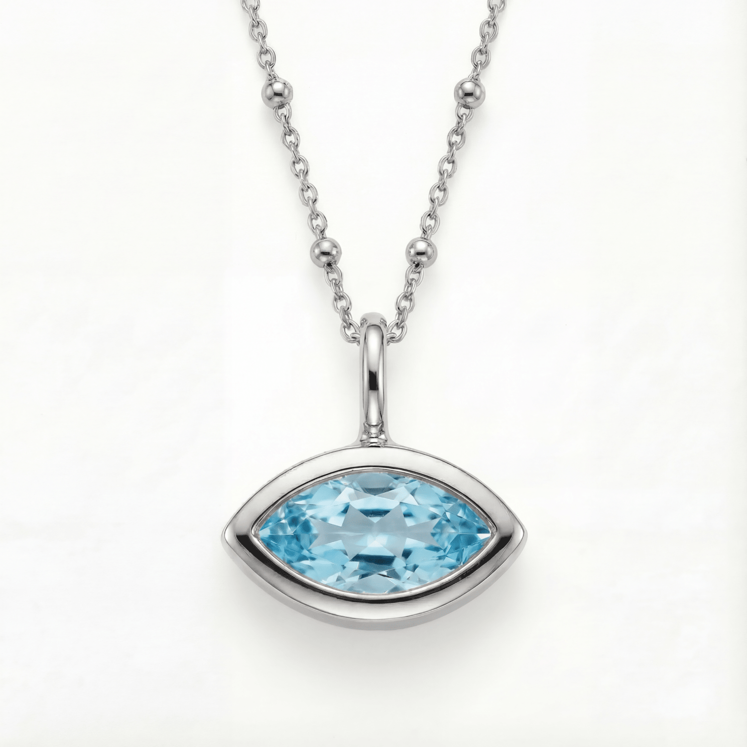 Dainty sky blue topaz necklace in sterling silver