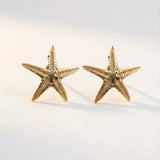 Solid 9ct Gold Starfish Stud Earrings - Dainty London