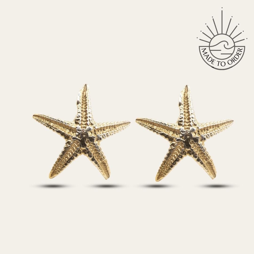 Solid 9ct Gold Starfish Studs - Dainty London