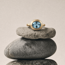 Solid Gold Contemporary Topaz Ring - Avery Ring - Dainty London