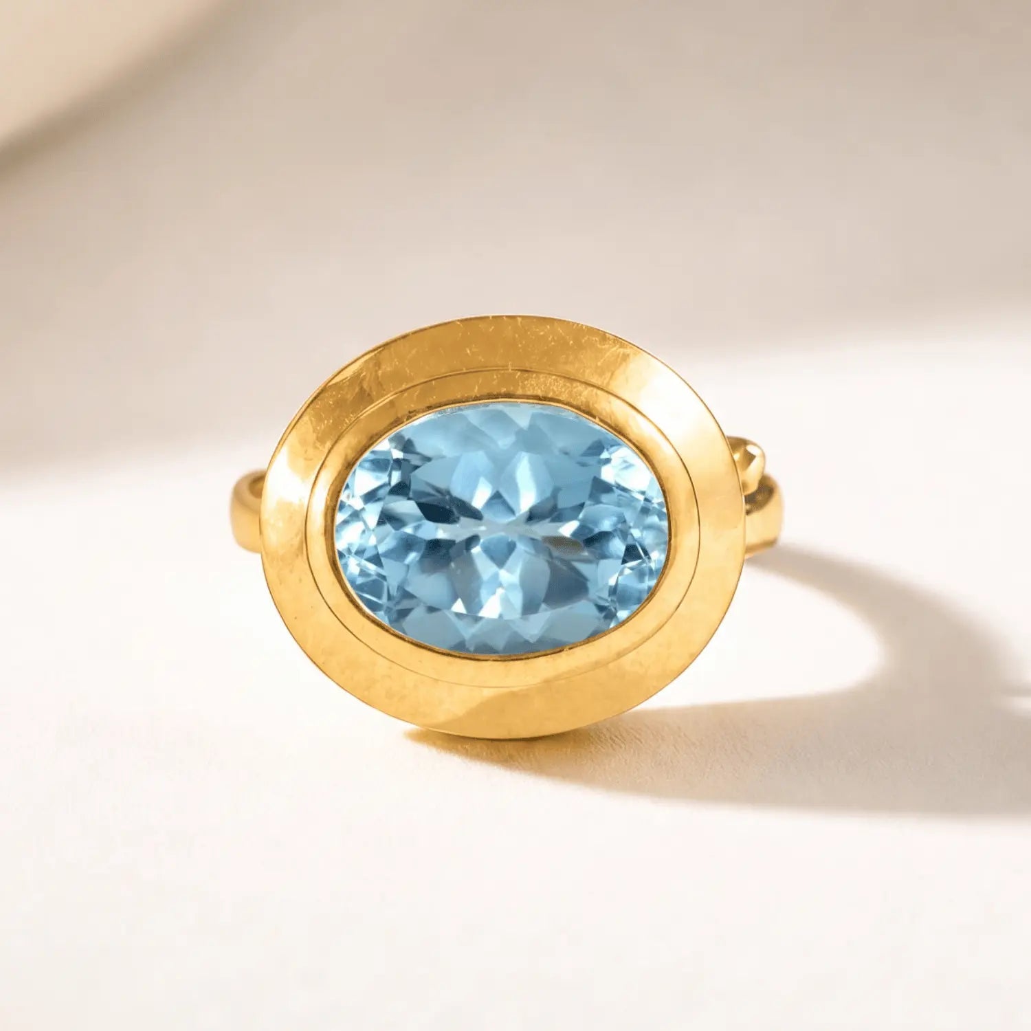 Solid Gold Contemporary Topaz Ring - Avery Ring - Dainty London