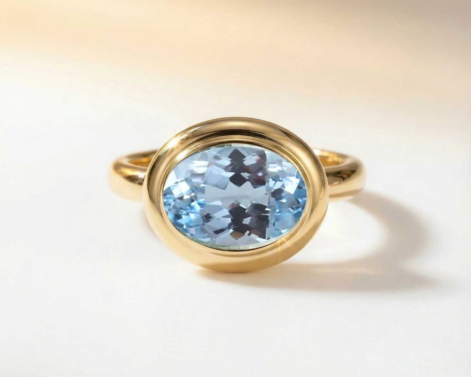 Solid Gold Contemporary Topaz Ring - Avery Ring - Dainty London
